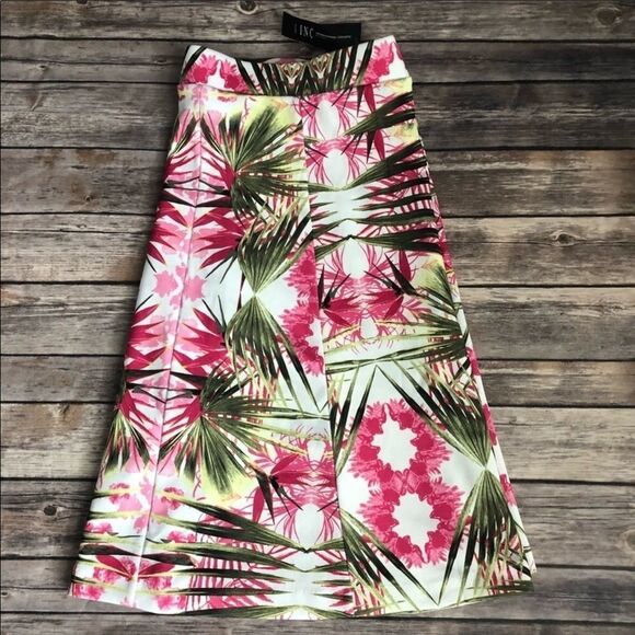 Summer Tropical Elastic Waist Above Knee A-line Skirt - Picture 3 of 4